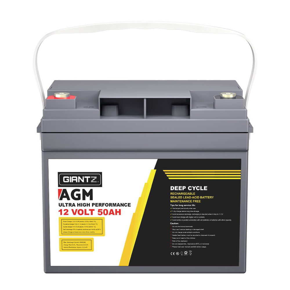 Giantz AGM Deep Cycle Battery 12V 50Ah x2 Box Portable Solar Caravan Camping 3