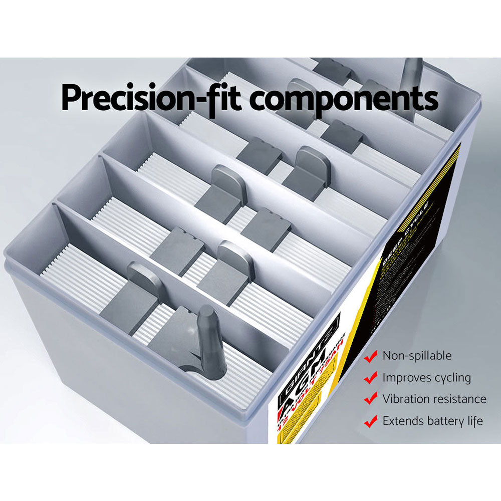 Giantz AGM Deep Cycle Battery 12V 75Ah x2 Box Portable Solar Caravan Camping 6