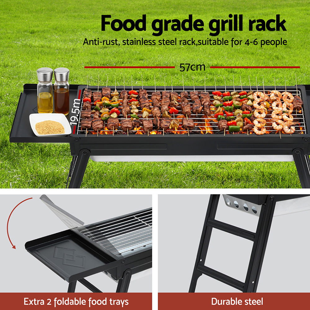Grillz Charcoal BBQ Grill Smoker Portable Barbecue Outdoor Foldable Camping 4