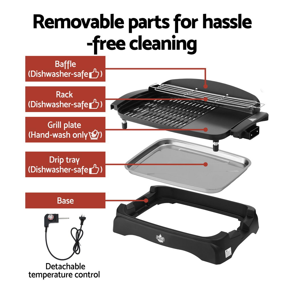 Grillz 1950W Electric BBQ Grill Non-stick Plate for Indoor Outdoor 5