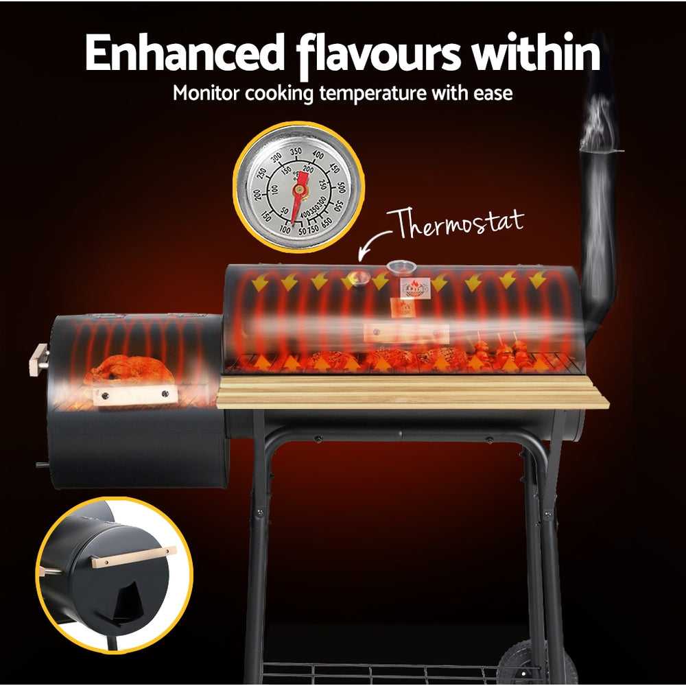 Grillz BBQ Grill 2-In-1 Offset Charcoal Smoker 5