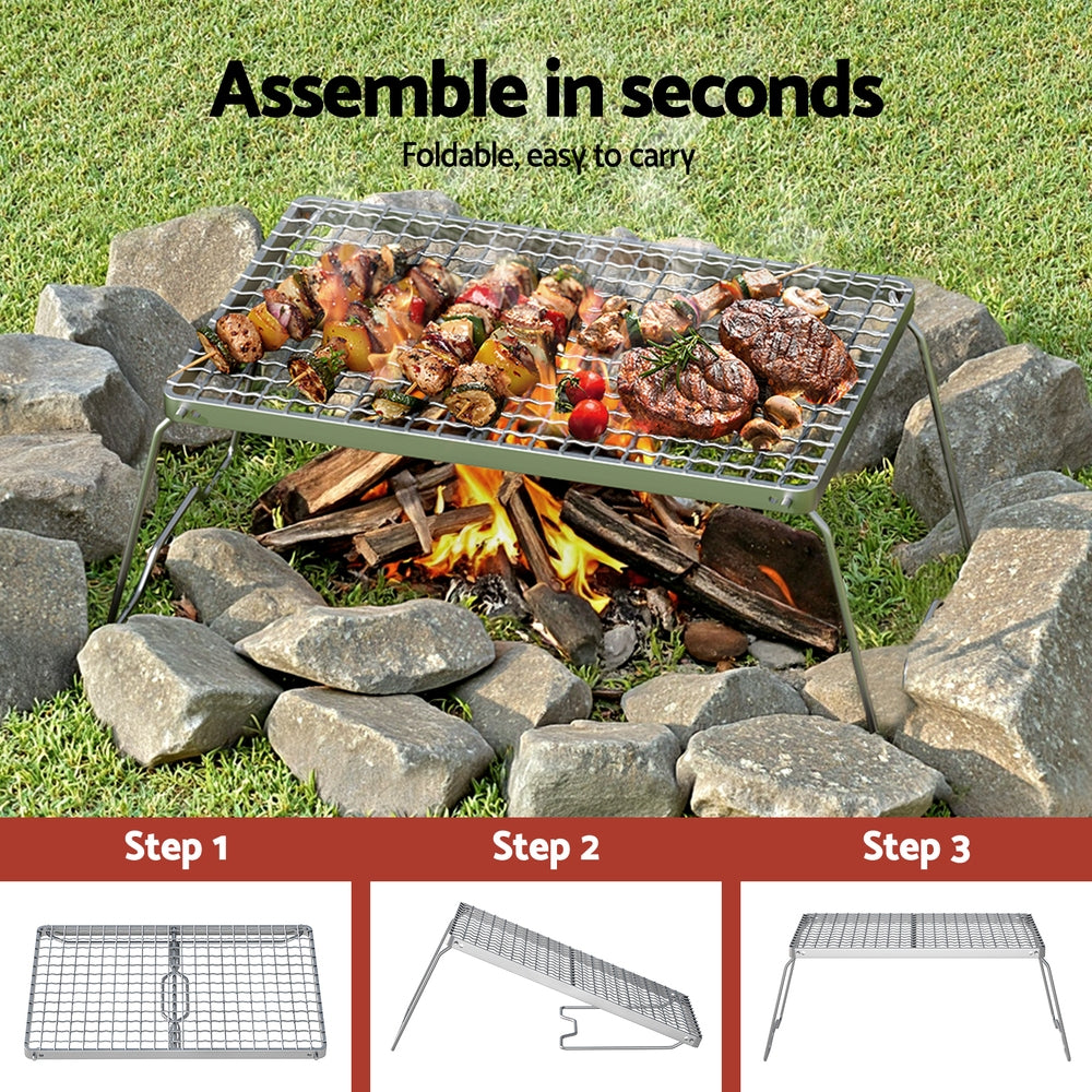 Grillz Portable BBQ Grill Charcoal Smoker Foldable Camping Outdoor 4