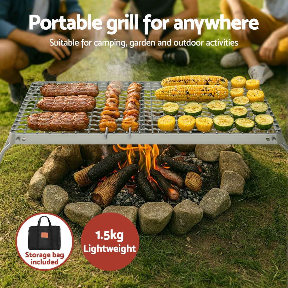 Grillz Portable BBQ Grill Charcoal Smoker Foldable Camping Outdoor 6