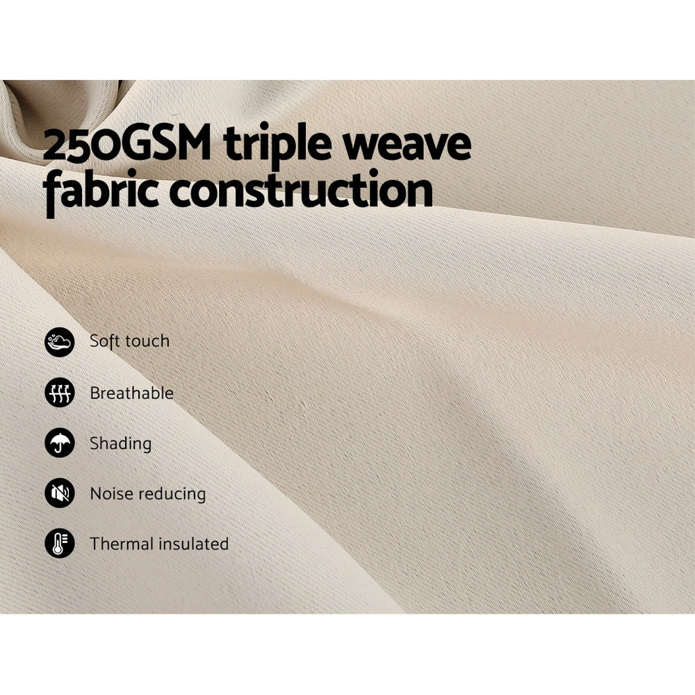 Artiss 2X Blockout Curtains Eyelet 140x230cm Beige 5