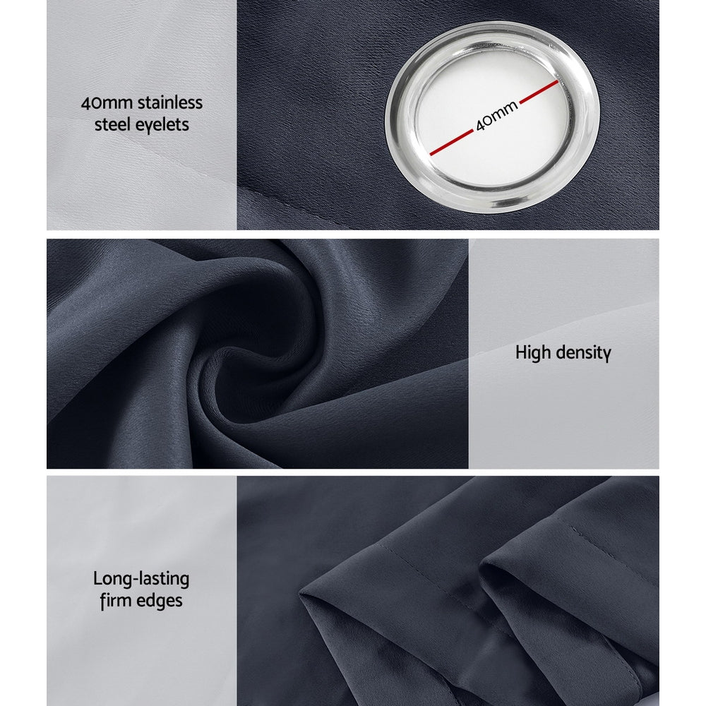 Artiss 2X Blockout Curtains Eyelet 300x230cm Charcoal 6