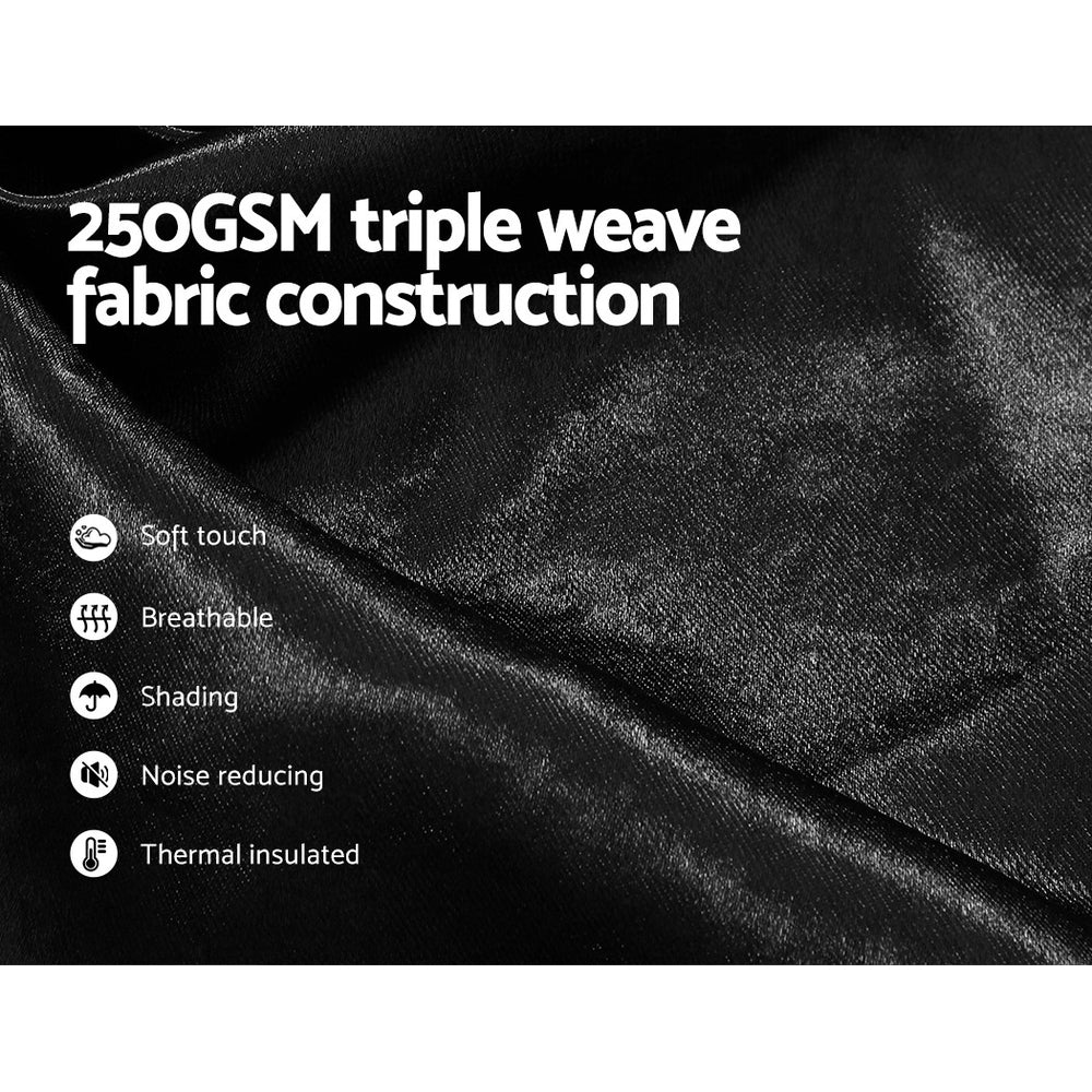 Artiss 2X Blockout Curtains Eyelet 140x230cm Black Shine 5