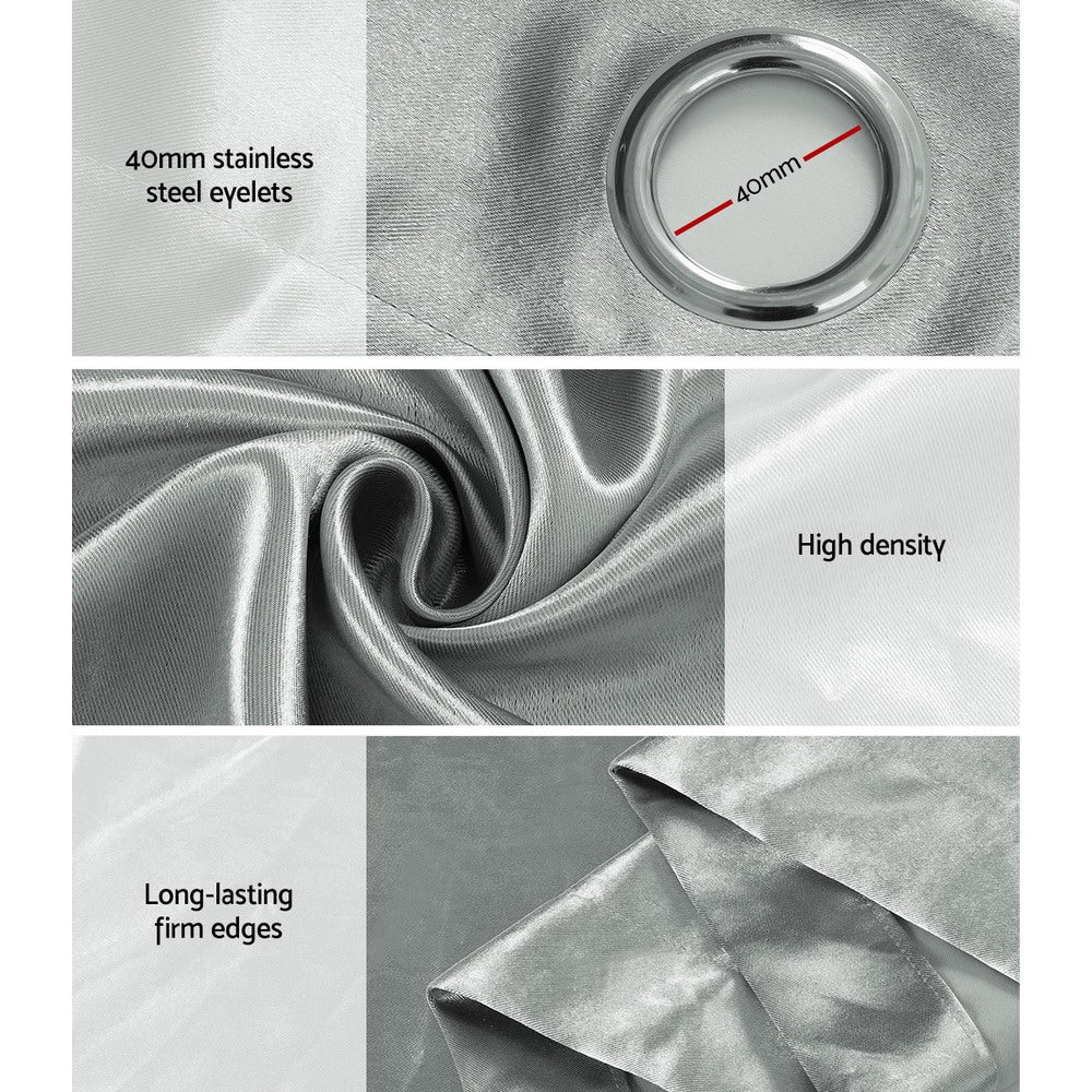 Artiss 2X Blockout Curtains Eyelet 140x230cm Grey Shine 6