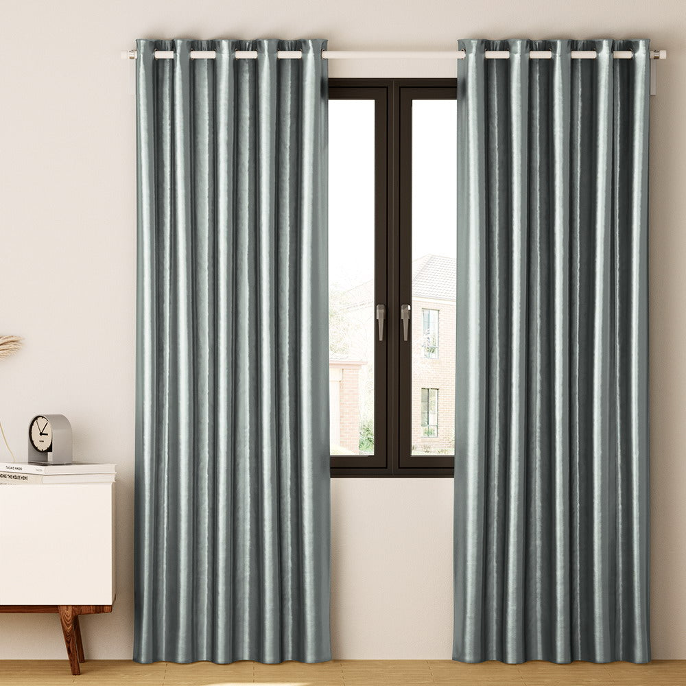 Artiss 2X Blockout Curtains Eyelet 180x213cm Grey Shine 8