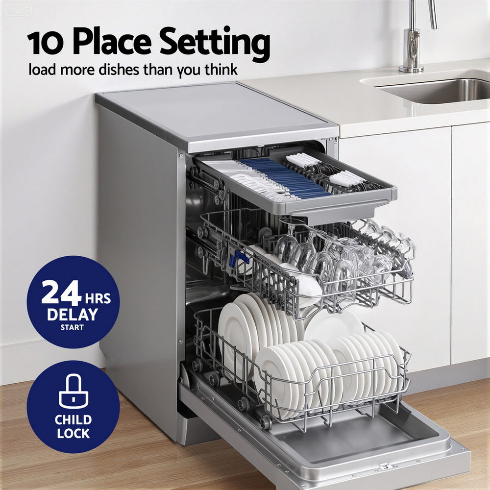 Devanti 10 Place Settings Freestanding Dishwasher Silver 4