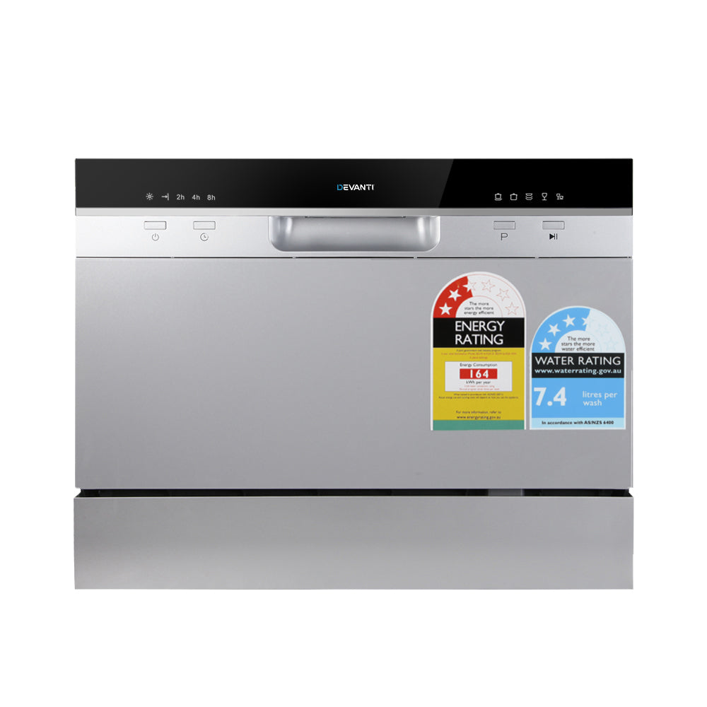 Devanti 6 Place Settings Benchtop Dishwasher Sliver 8