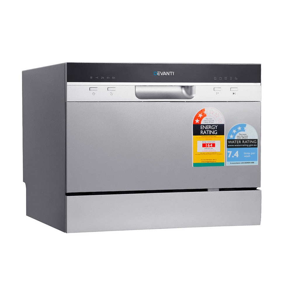 Devanti 6 Place Settings Benchtop Dishwasher Sliver 3