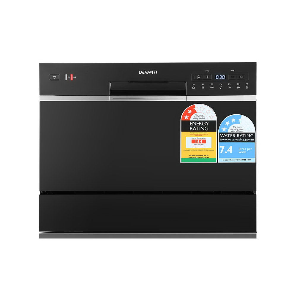 Devanti 6 Place Settings Benchtop Dishwasher Black 8