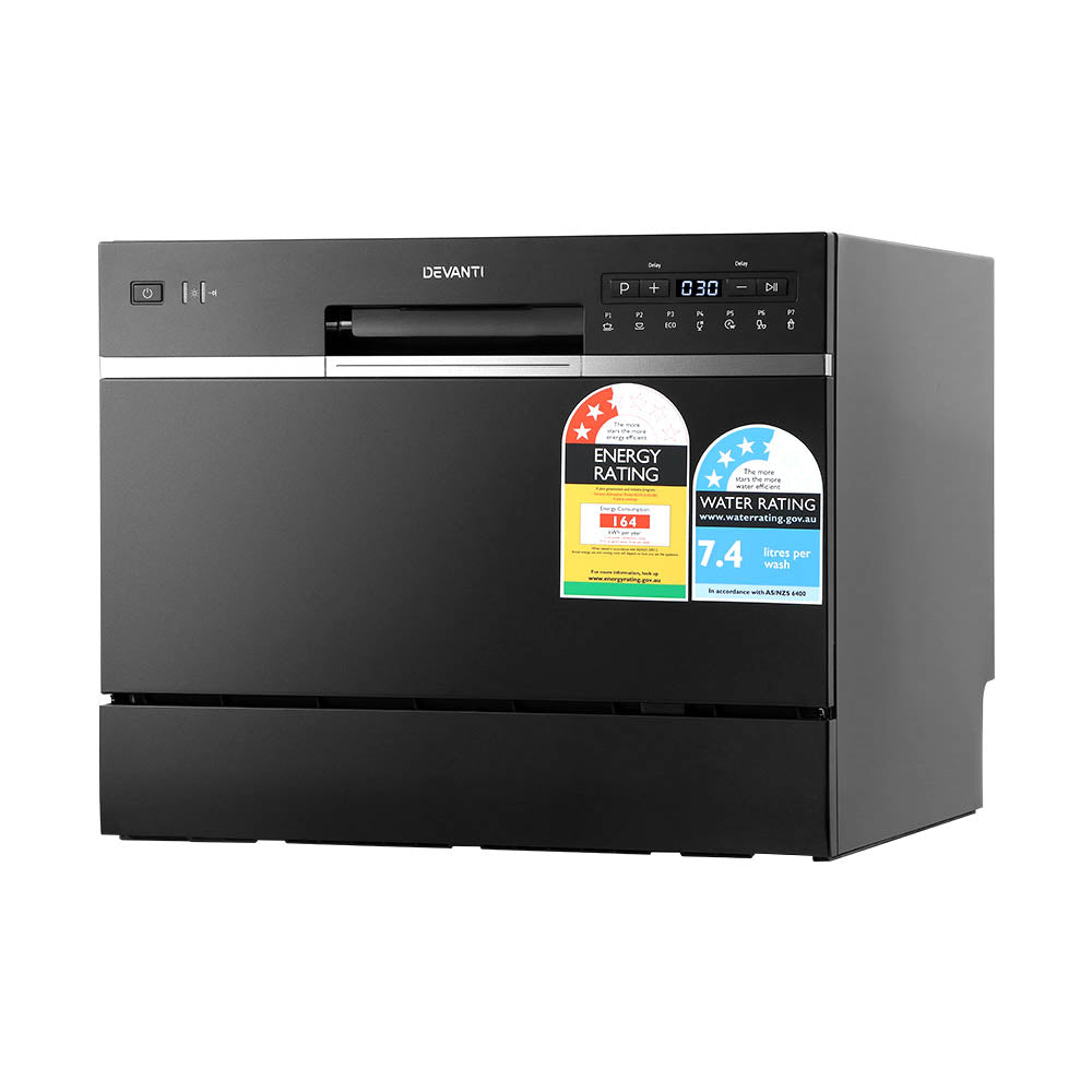 Devanti 6 Place Settings Benchtop Dishwasher Black 3