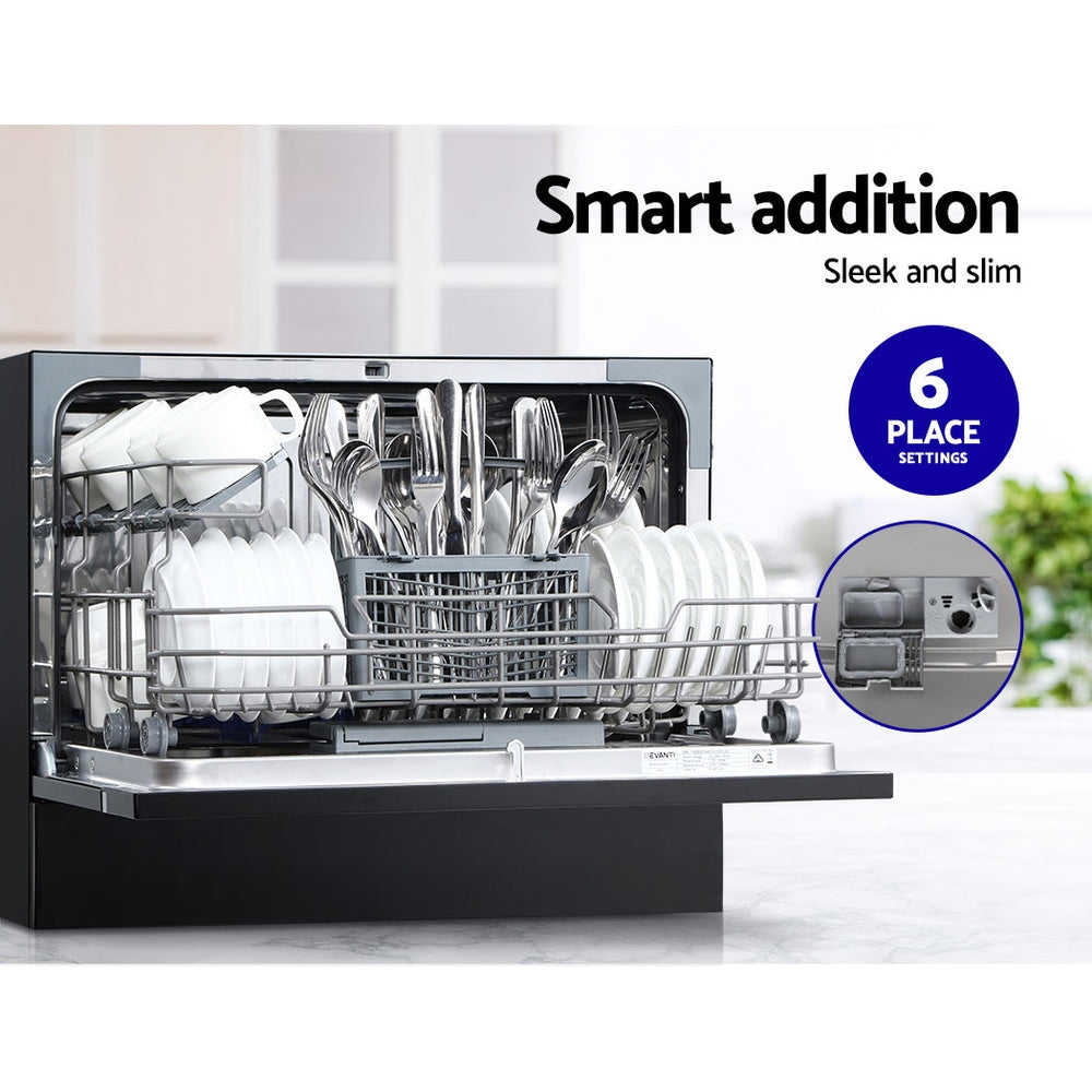 Devanti 6 Place Settings Benchtop Dishwasher Black 4