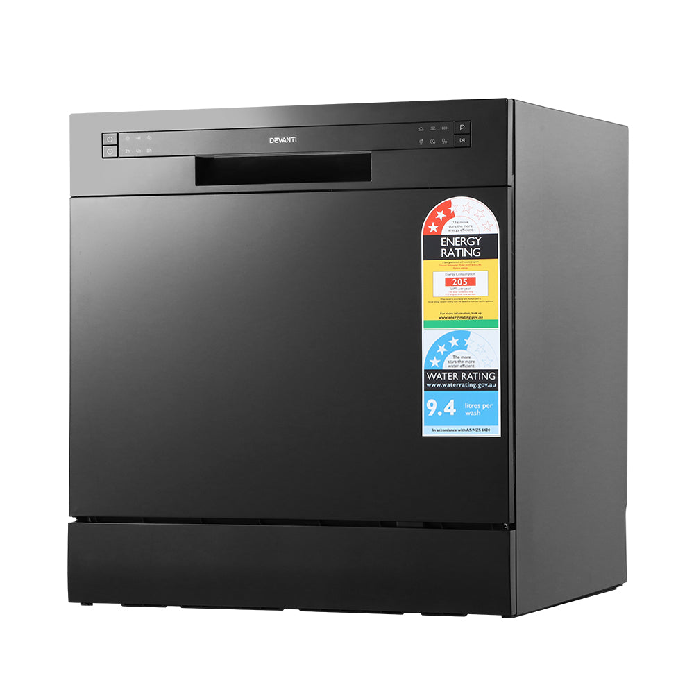 Devanti 8 Place Settings Benchtop Dishwasher Black 8