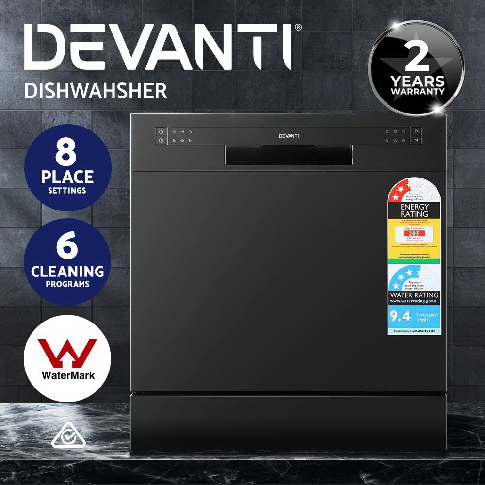 Devanti 8 Place Settings Benchtop Dishwasher Black 4