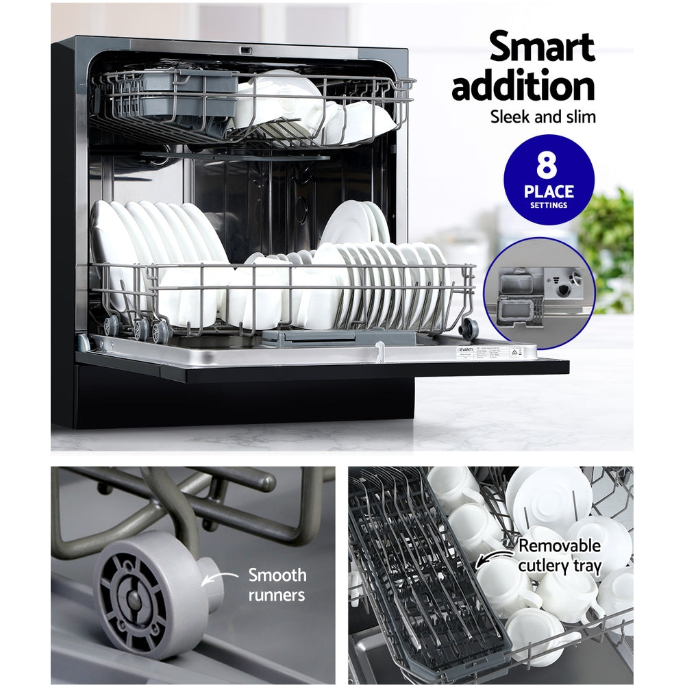 Devanti 8 Place Settings Benchtop Dishwasher Black 5