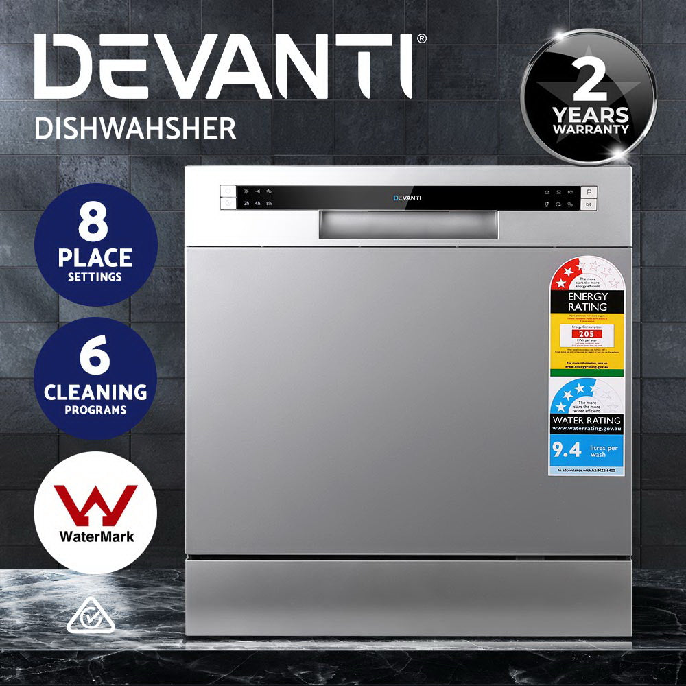 Devanti 8 Place Settings Benchtop Dishwasher Sliver 4