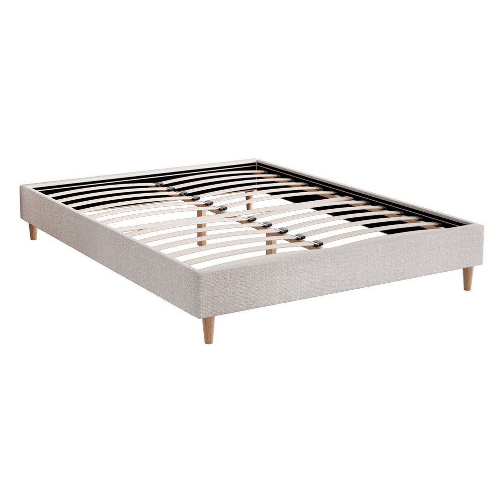 Artiss Bed Frame Double Size Beige ZORA 7