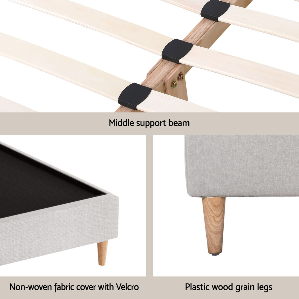 Artiss Bed Frame Double Size Beige ZORA 6