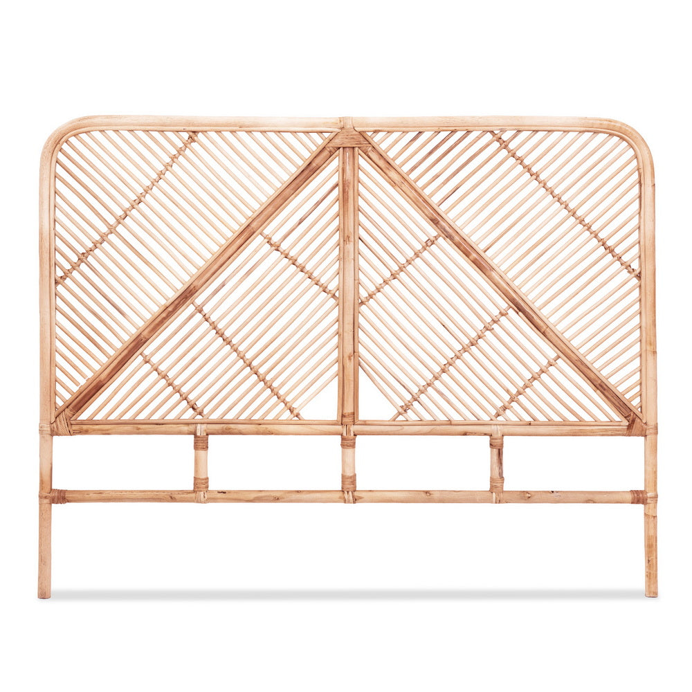 Artiss Bed Headboard Double Bedhead Rattan - FRED Pine 3