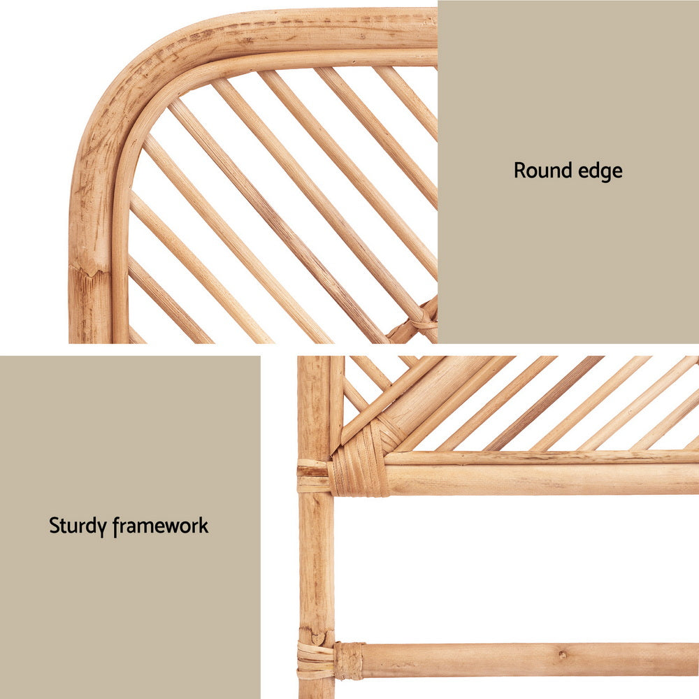 Artiss Bed Headboard Double Bedhead Rattan - FRED Pine 6