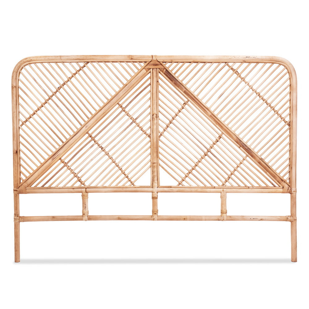 Artiss Bed Headboard Queen Bedhead Rattan - FRED Pine 3