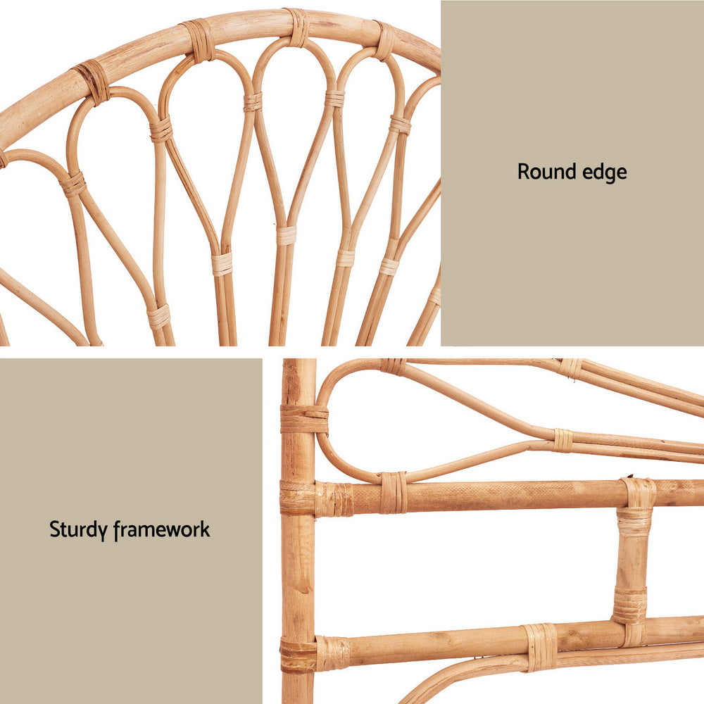 Artiss Bed Headboard Queen Bedhead Rattan - MARI Pine 6