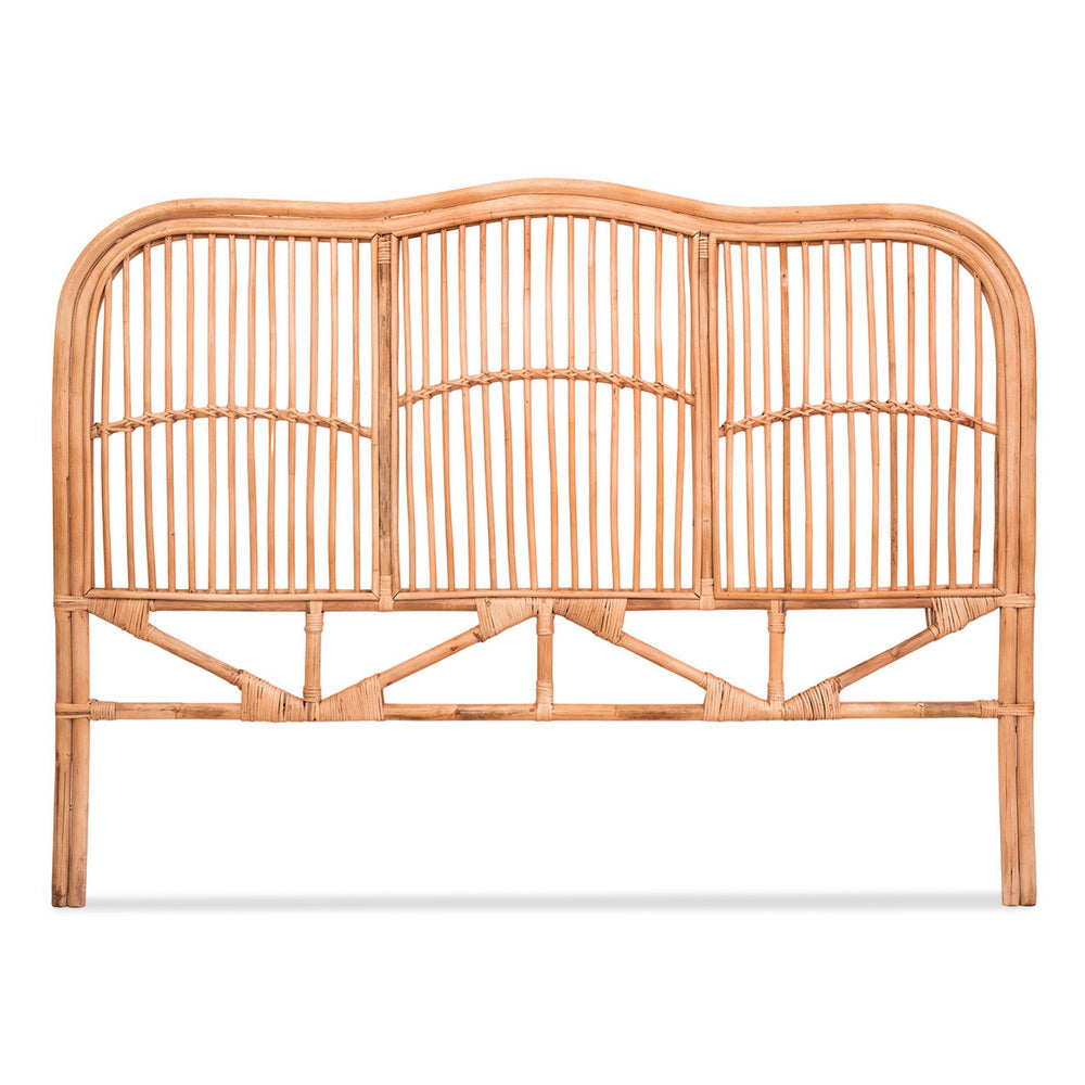 Artiss Bed Headboard Queen Bedhead Rattan - NERO Pine 3