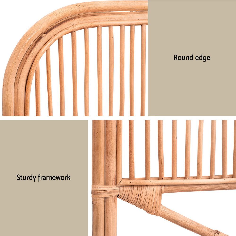 Artiss Bed Headboard Queen Bedhead Rattan - NERO Pine 6