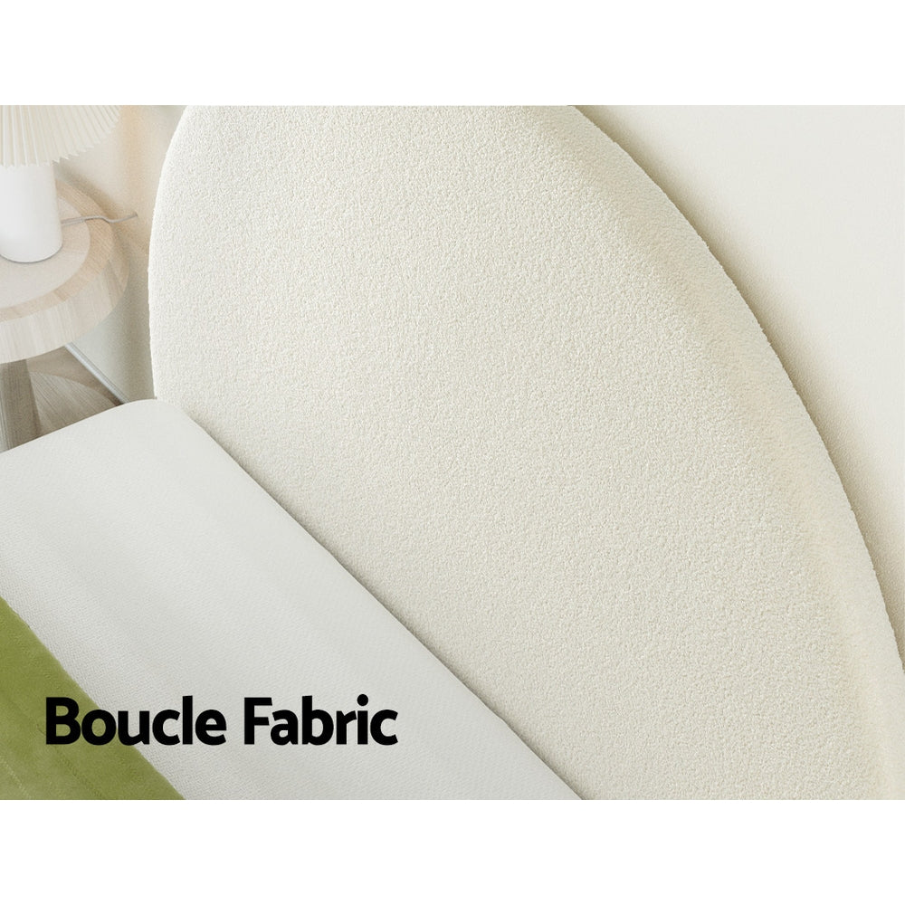 Artiss Bed Head Headboard Bed Frame Double Boucle - GREI White 5