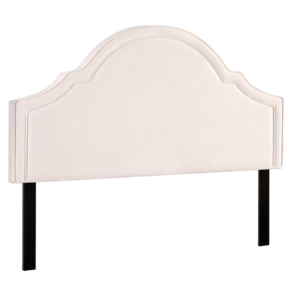 Artiss Bed Frame Bed Head Headboard King Velvet IRIS Beige 7