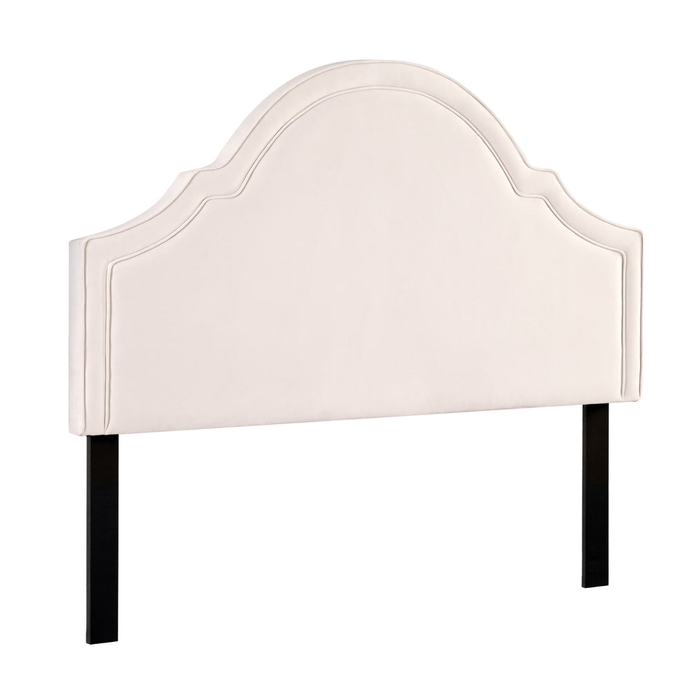 Artiss Bed Frame Bed Head Headboard Queen Velvet IRIS Beige 7