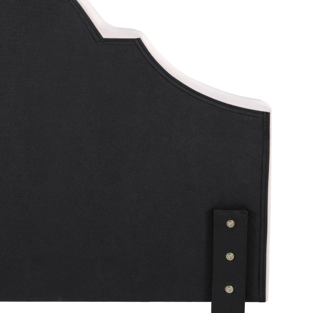 Artiss Bed Frame Bed Head Headboard Queen Velvet IRIS Beige 3