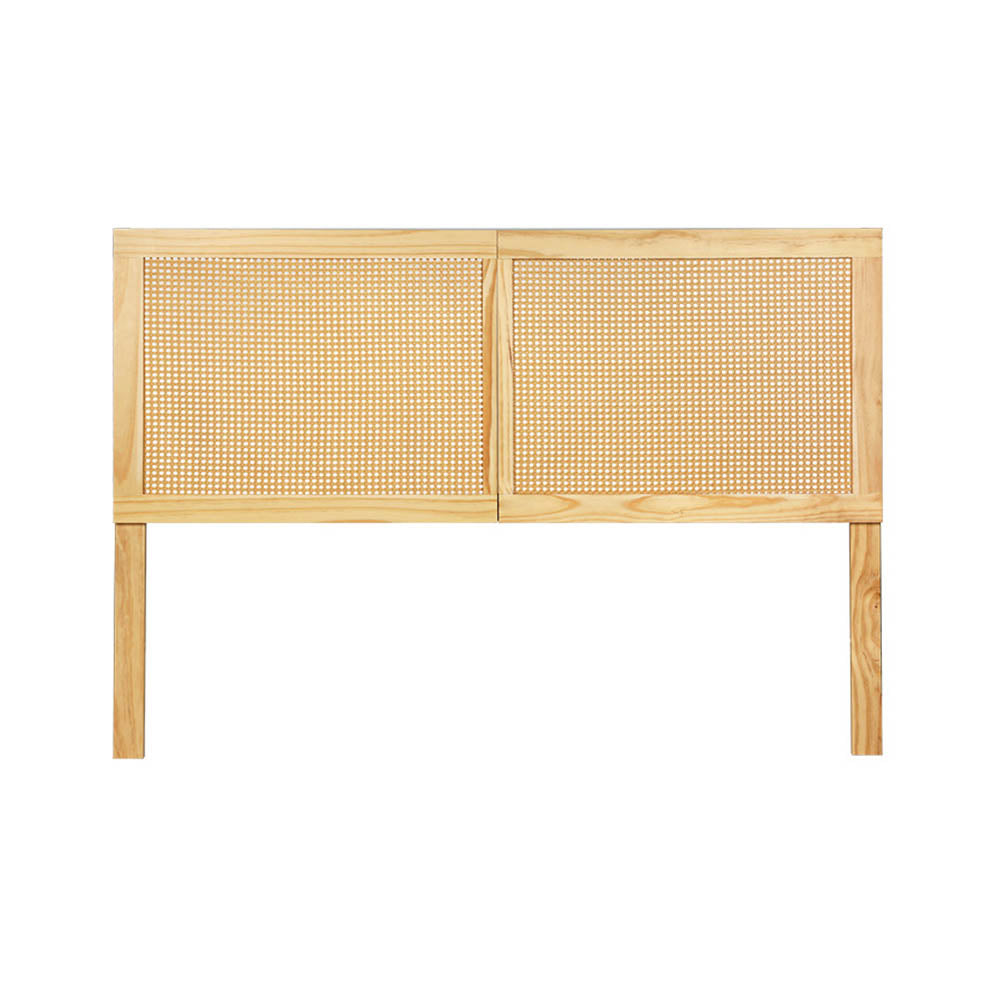 Artiss Bed Head Headboard Queen Rattan - RIBO Pine 3