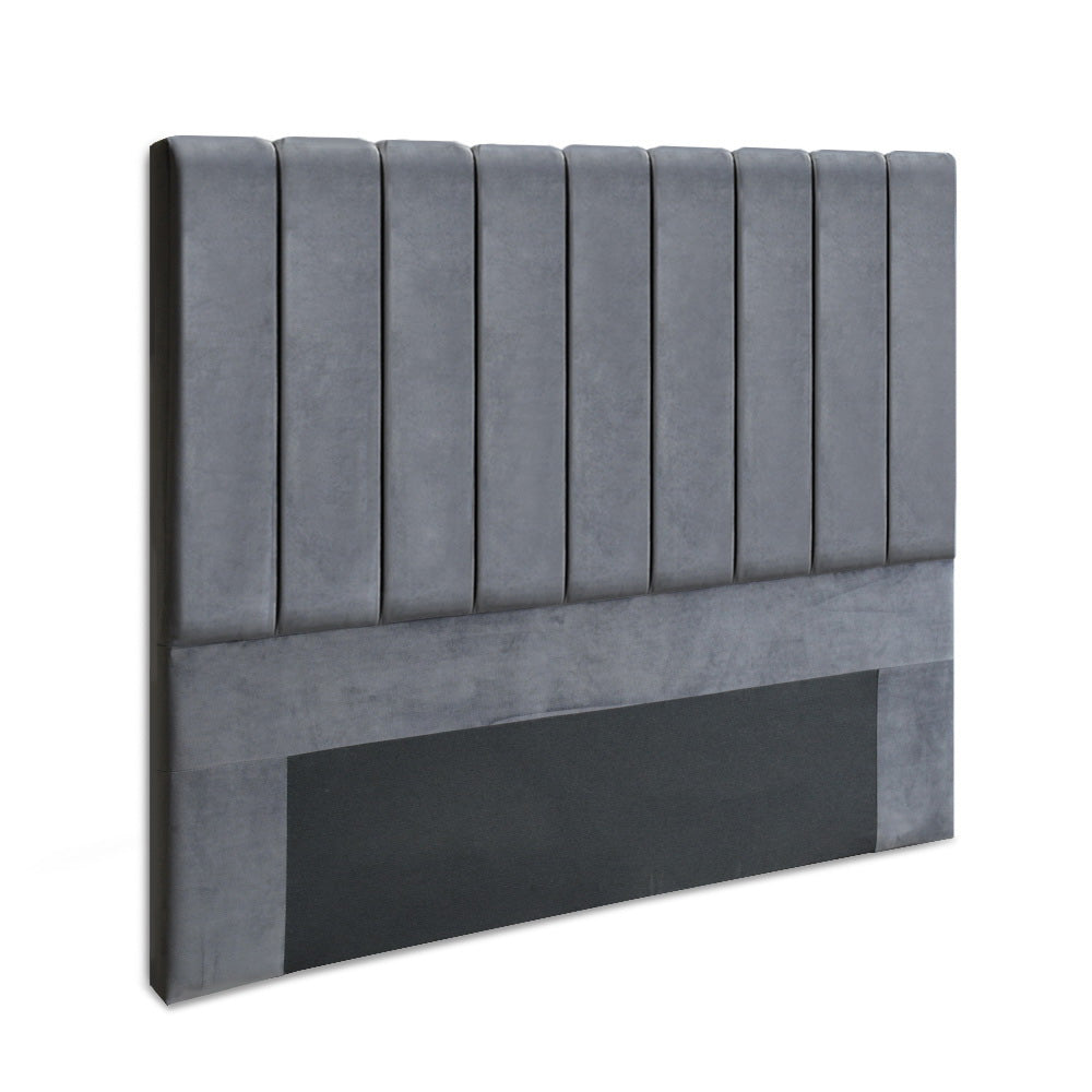 Artiss Bed Head Headboard Double Velvet - VELA Grey 8