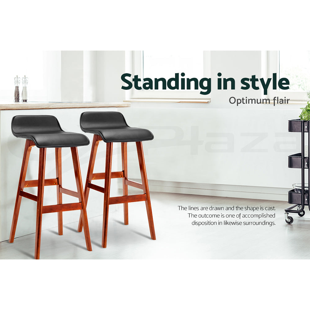 Artiss 4x Bar Stools Wooden Stool Black 5