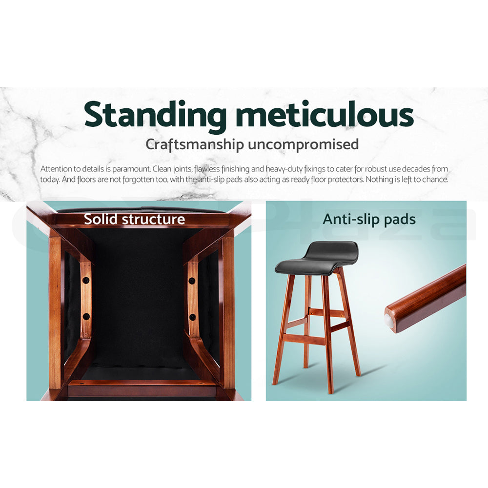 Artiss 4x Bar Stools Wooden Stool Black 6