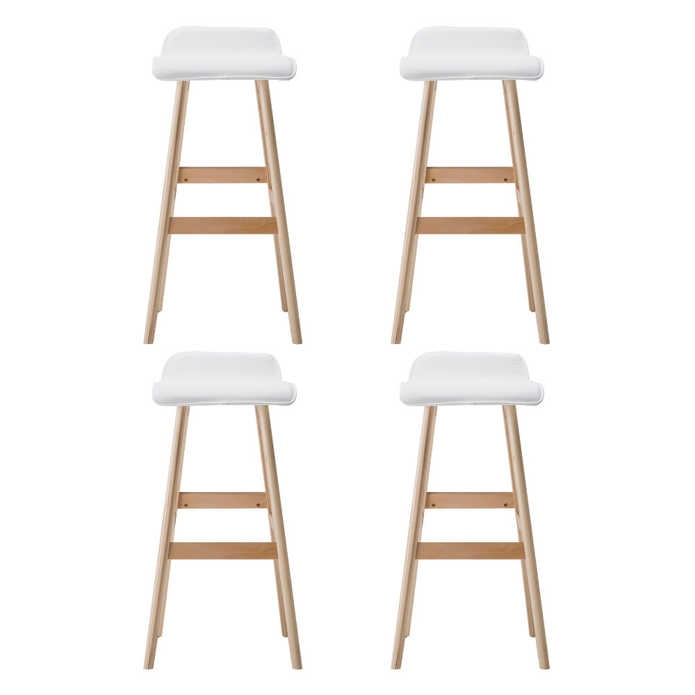 Artiss 4x Bar Stools Wooden Stool White 3