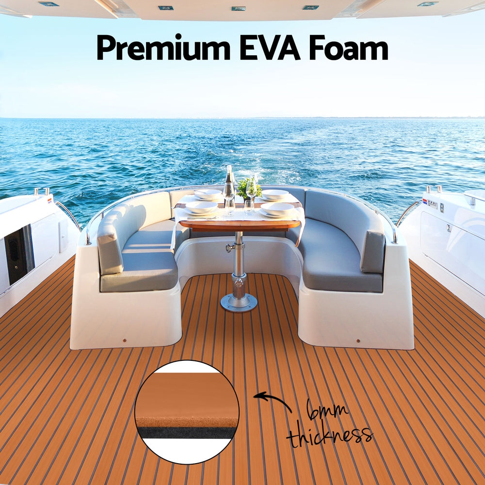 Seamanship EVA Foam Boat Flooring Mat Decking Sheet 240x90x0.6cm Dark Brown 4