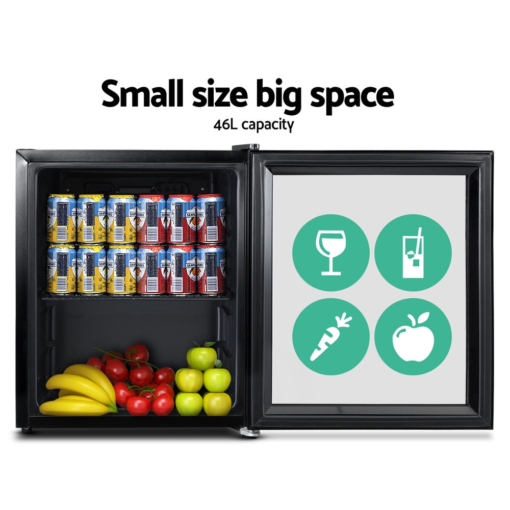 Devanti 46L Bar Fridge Glass Door Black 3