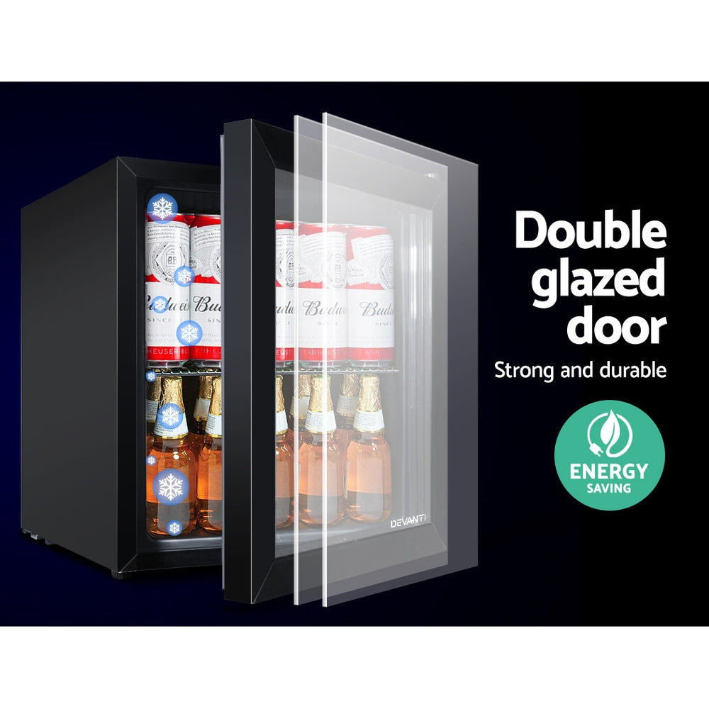 Devanti 46L Bar Fridge Glass Door Black 5