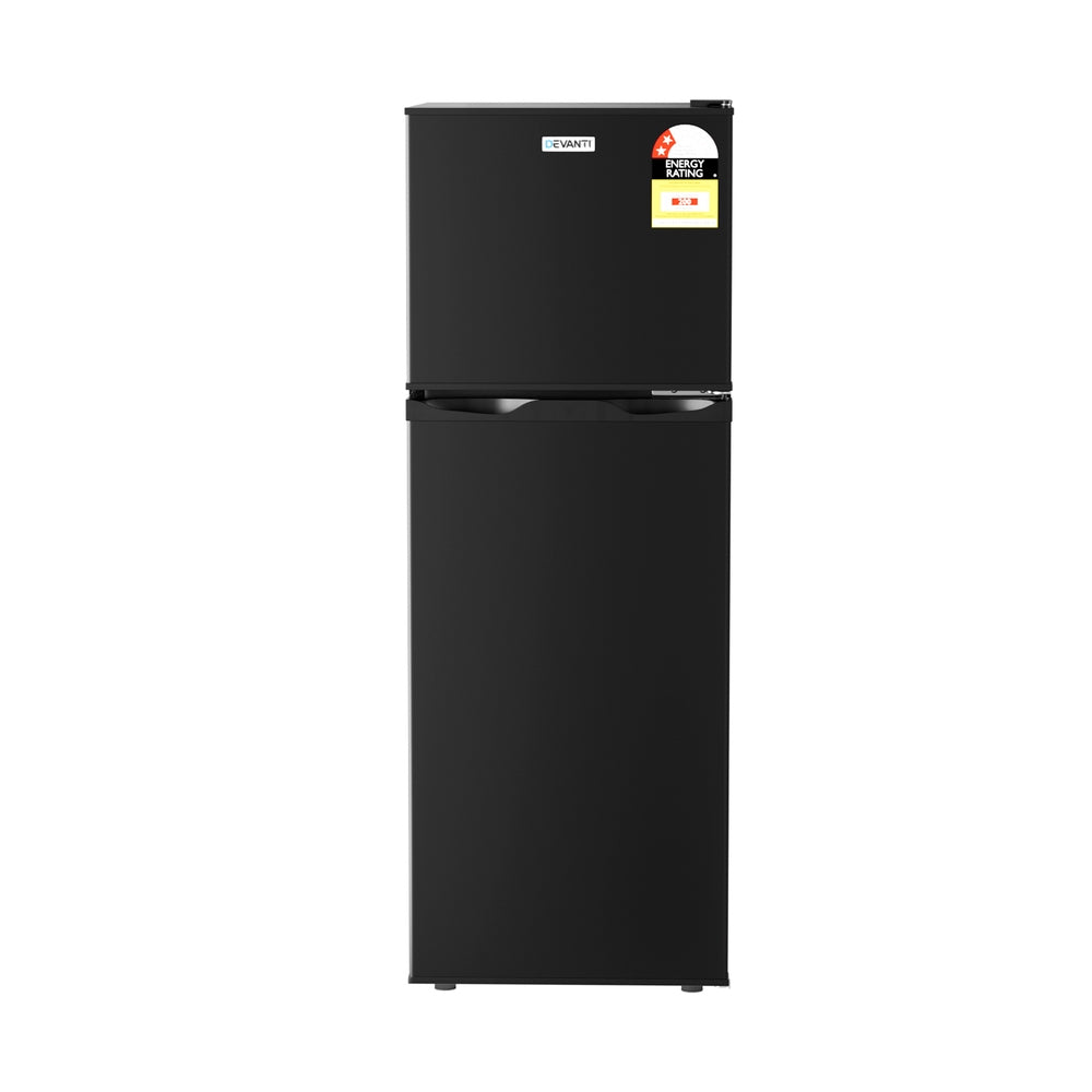 Devanti 122L Two Door Bar Fridge Mini Fridge with Freezer Black 3