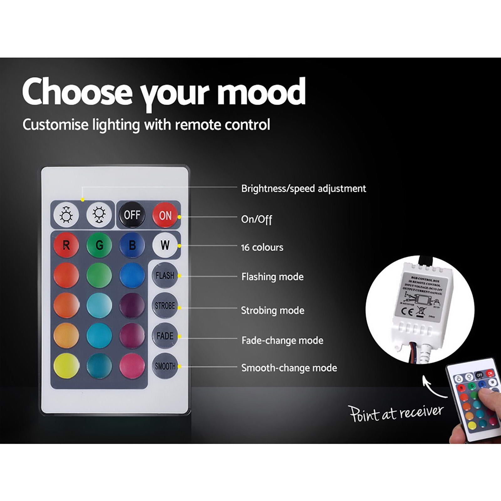 Artiss Bed Frame Double Size LED Gas Lift Black COLE 6