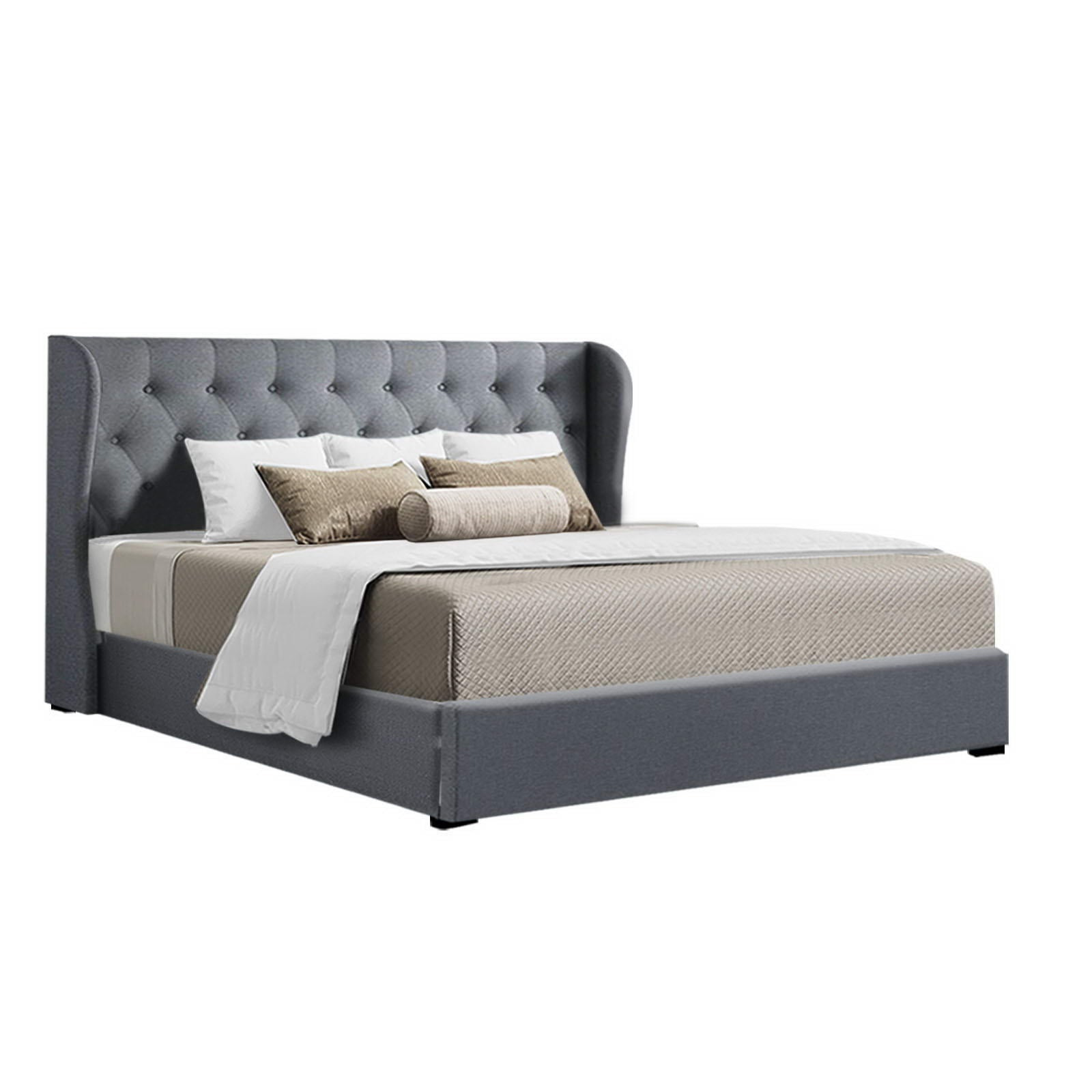 Artiss Bed Frame King Size Gas Lift Grey ISSA 8