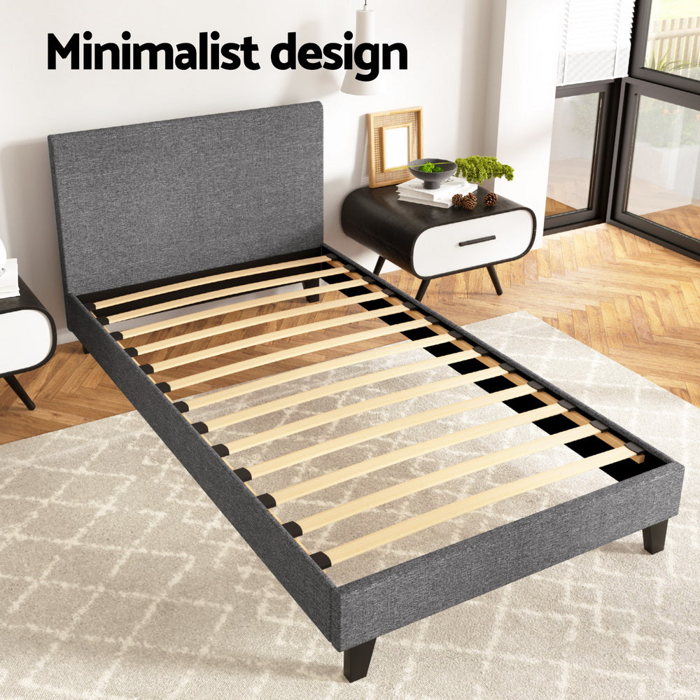 Artiss Bed Frame King Single Size Grey NEO 4