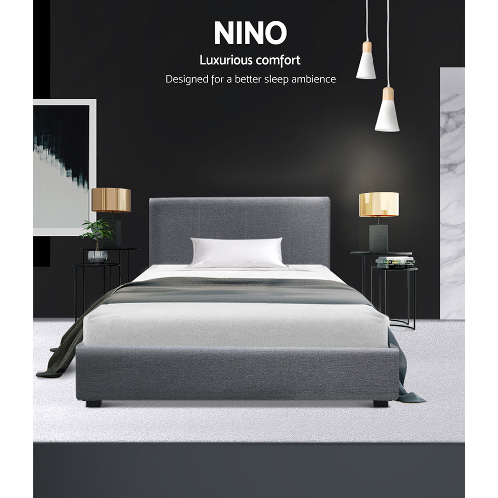 Artiss Bed Frame King Single Size Gas Lift Grey NINO 3