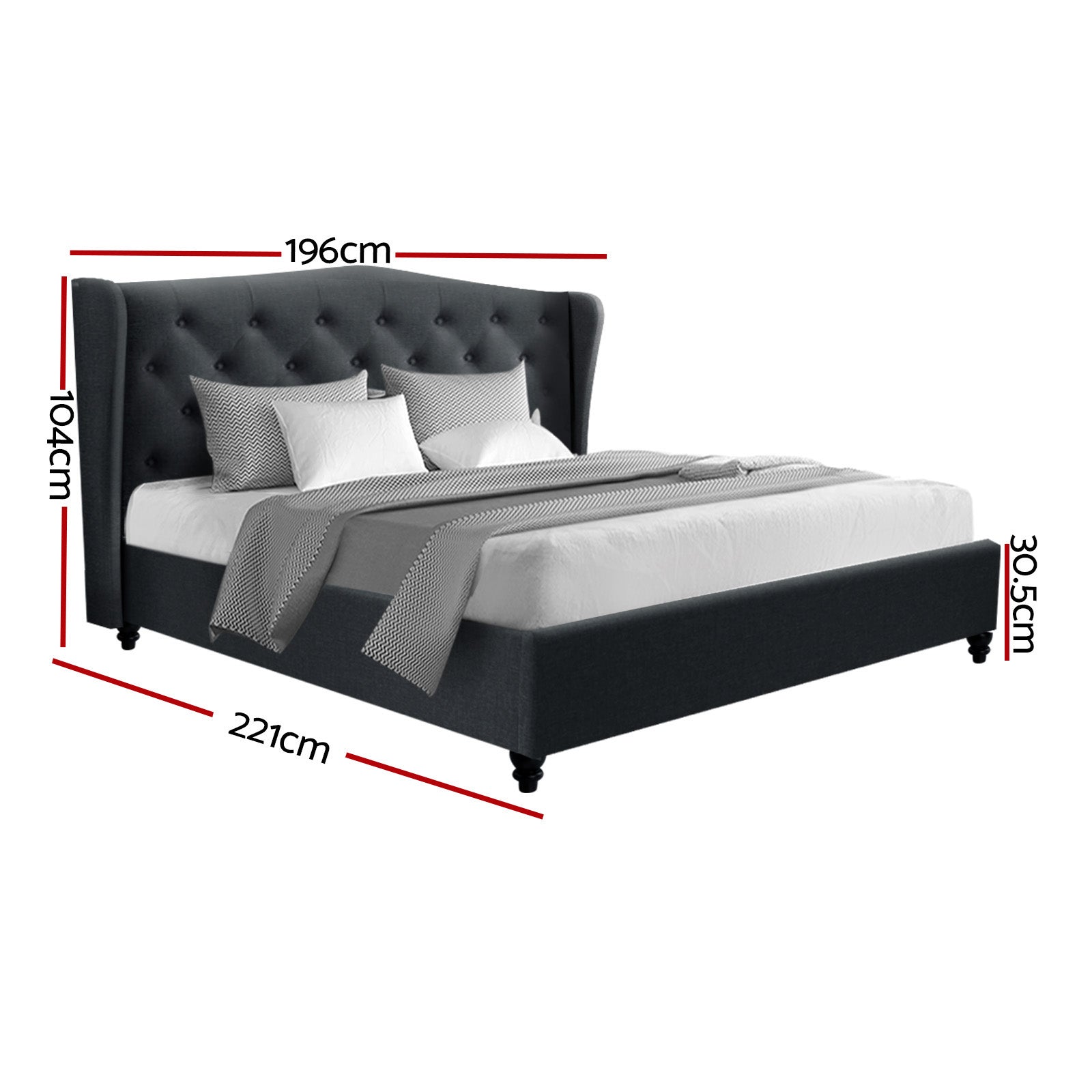 Artiss Bed Frame King Size Charcoal PIER 3