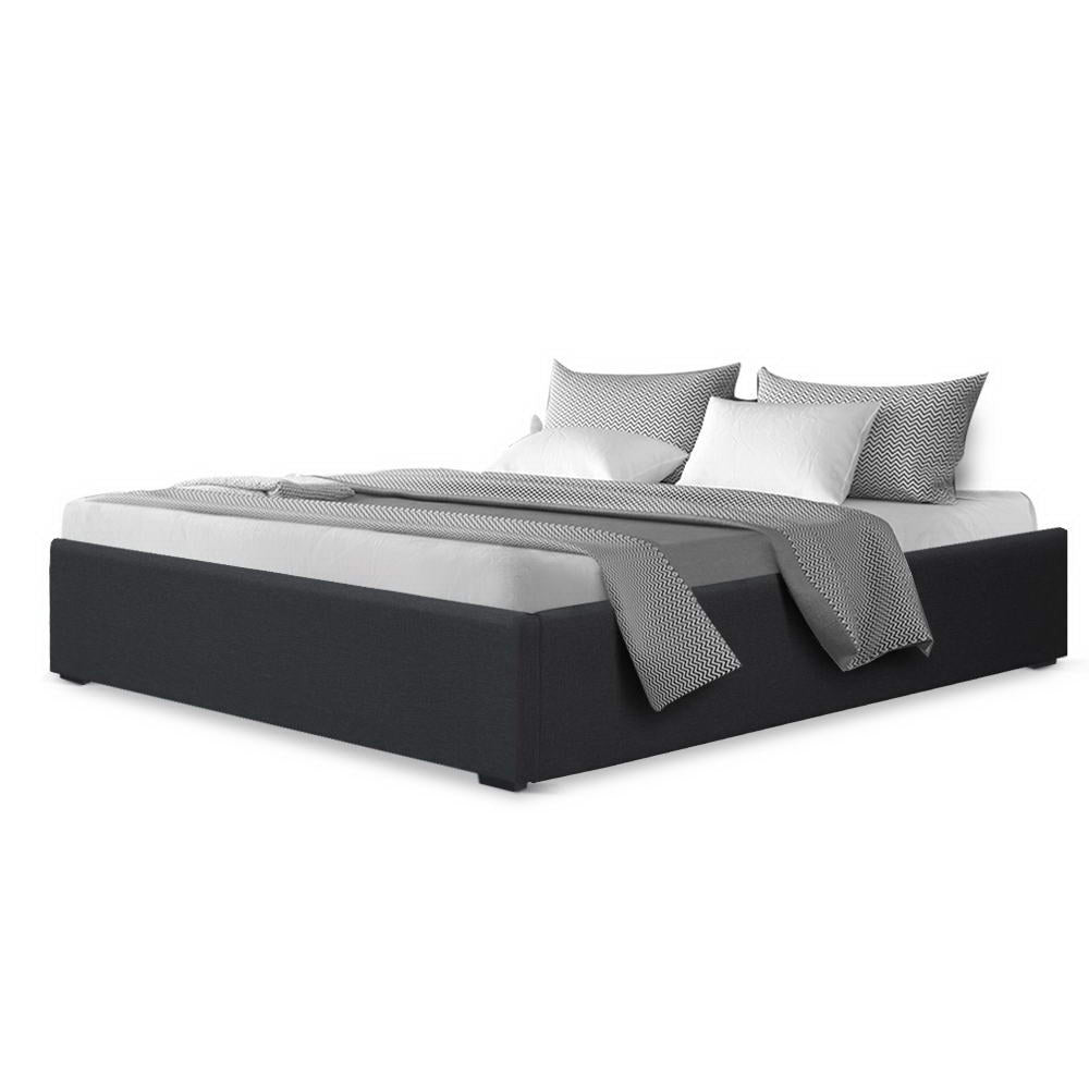 Artiss Bed Frame Double Size Gas Lift Base Charcoal TOKI 3