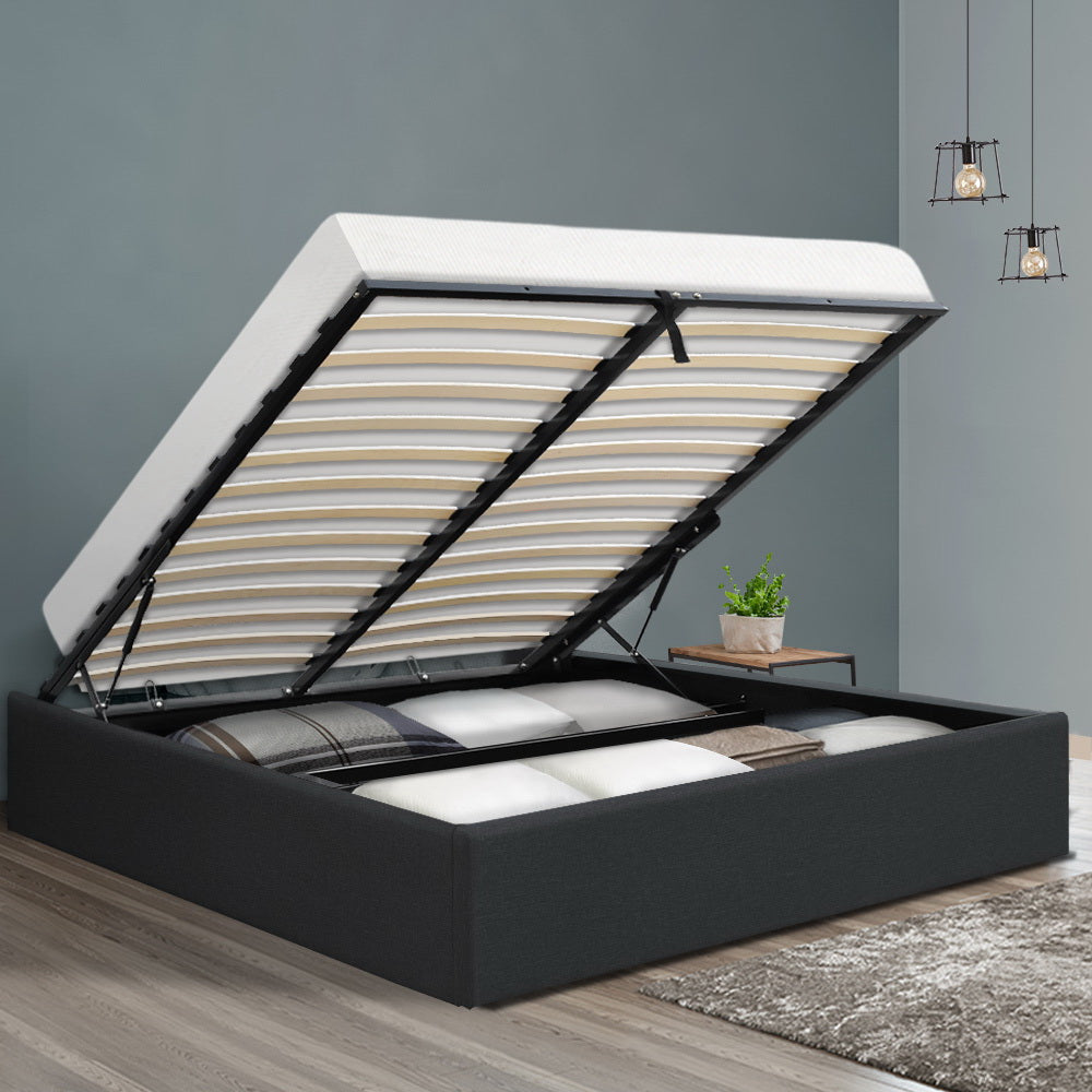Artiss Bed Frame Double Size Gas Lift Base Charcoal TOKI 7